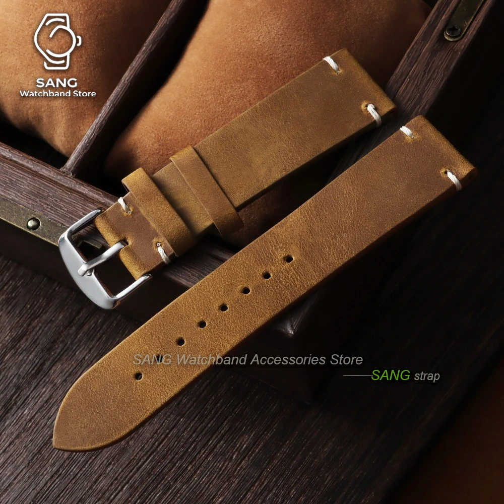 Vintage Oil Wax Crazy Horse Leather Watch Strap - Multiple Sizes Available