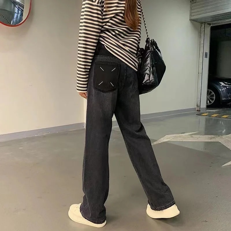 

Y2k Women's Jeans Casual Black Jeans Woman High Waist Streetwear Straight Baggy Pants Korean Fashion Denim Trend Trousers