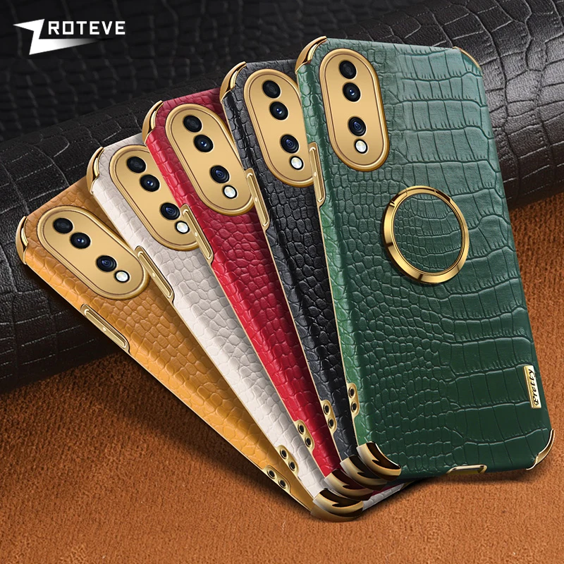 Estojo Honor70 Zroteve Crocodilo Padrão Couro Anel Capa Para Huawei Honor 50 70 Pro Plus Honor50 Lite Capas De Telefone À Prova De Choque_voghion.com