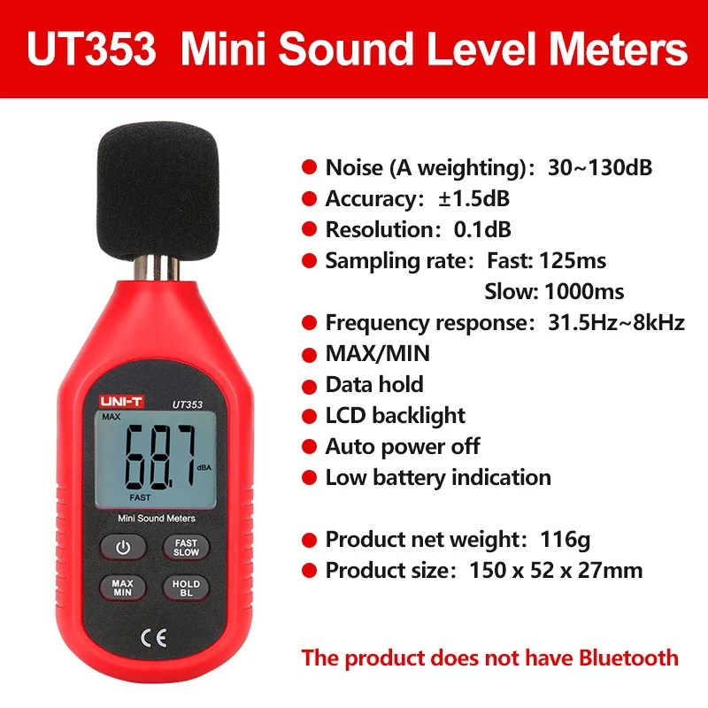 UNI-T UT353 Digital Sound Level Meter UT353BT Noisemeter 30-130dB Decibel  Tester Noise Audio Detector Bluetooth - AliExpress