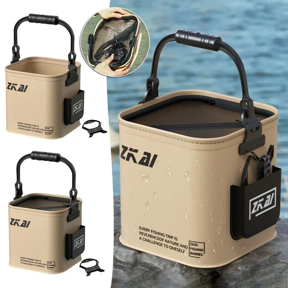 8L/13L Foldable fishing bucket Outdoor Sturdy Hand Carry Fish Bucket Large Capacity Carrying Camping Fishing Buckets