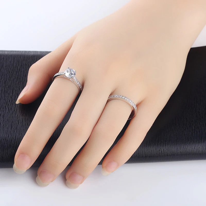 Classic Copper Zircon Engagement Ring For Women Fashion Trend Copper Alloy Finger Ring Female Party Jewelry