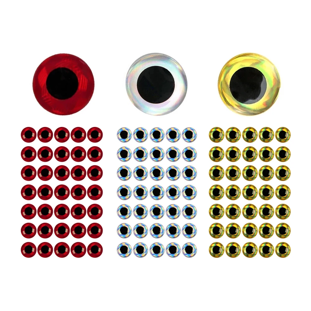 Description Picture 2 of itemICERIO 100PCS Holographic 3D Epoxy Fish Eyes for Fishing Fly DIY Lures Jig Baits Crankbaits Making Material 2mm~18mm