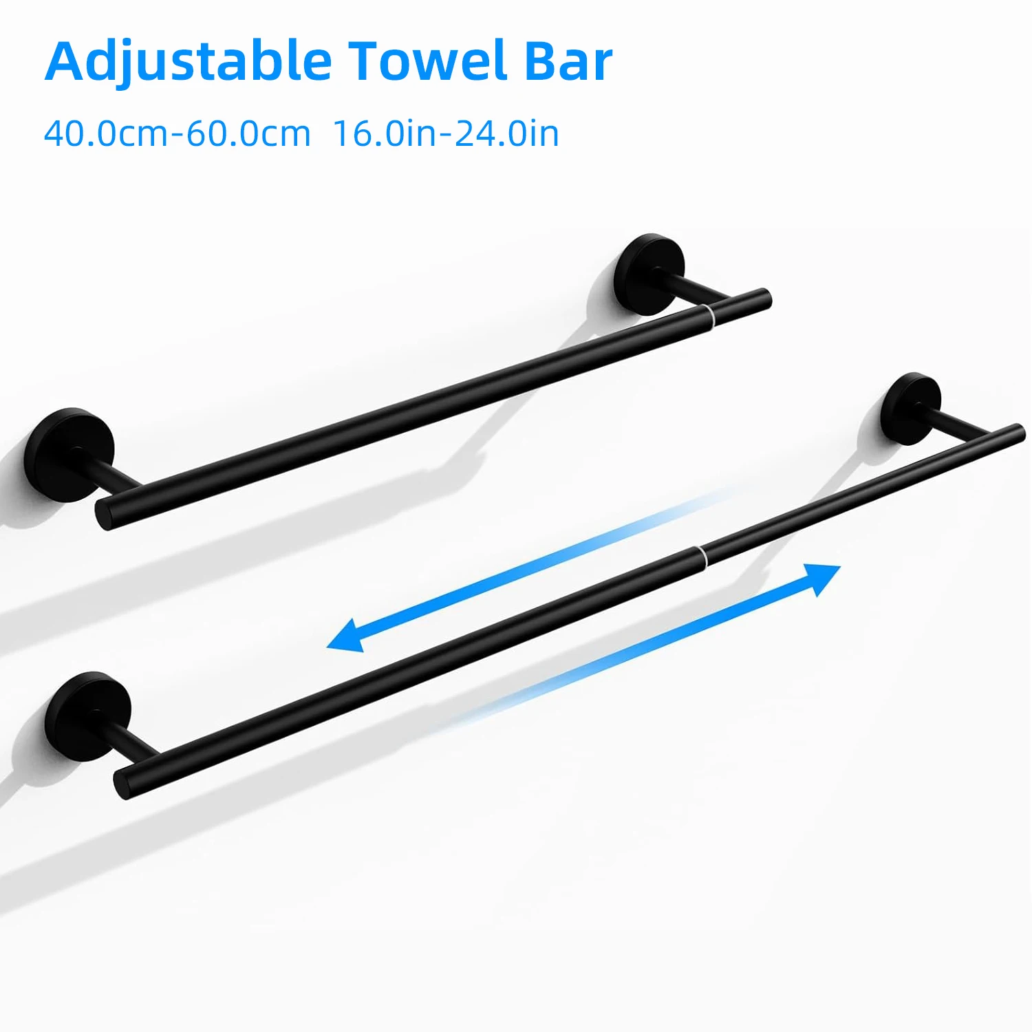 Adjustable 40cm to 60cm Bathroom Towel Rack SUS304 Stainless Steel Wall Mounted Holder