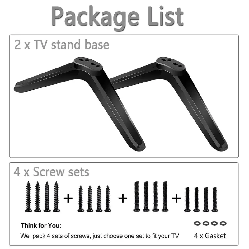Adjustable Universal TV Stand Base with Screws