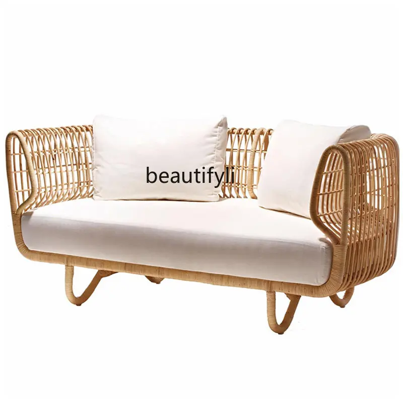 Yj Bird's Nest Double Rattan Chair Occasional Table And Chair Rattan