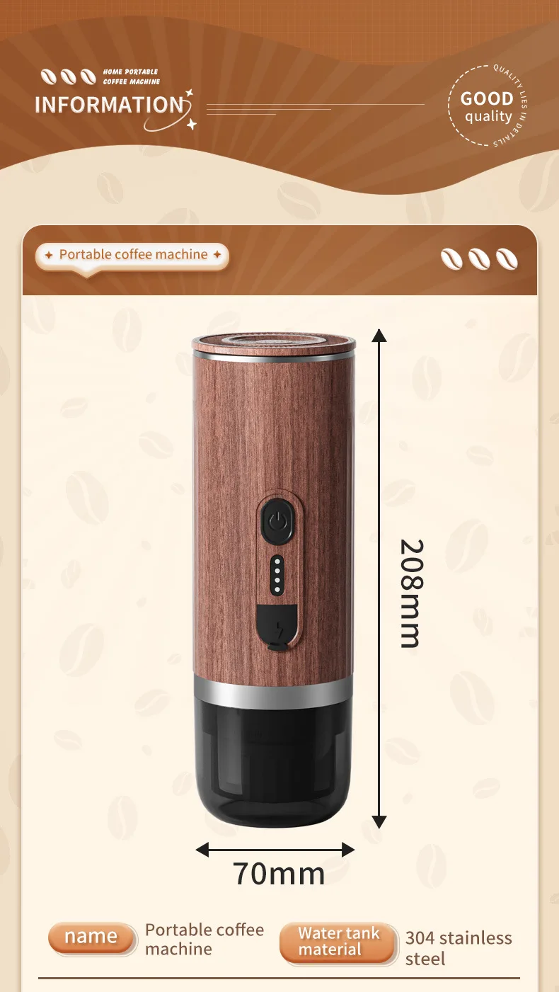 Wireless Heating Coffee Machine Car Portable Italian Automatic Multi-function Espresso Machine 3-in-1 Capsule Coffee