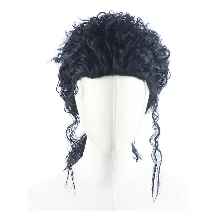 Generic Black Long Curly Heat-Resistant Synthetic Wig for Masquerade Events