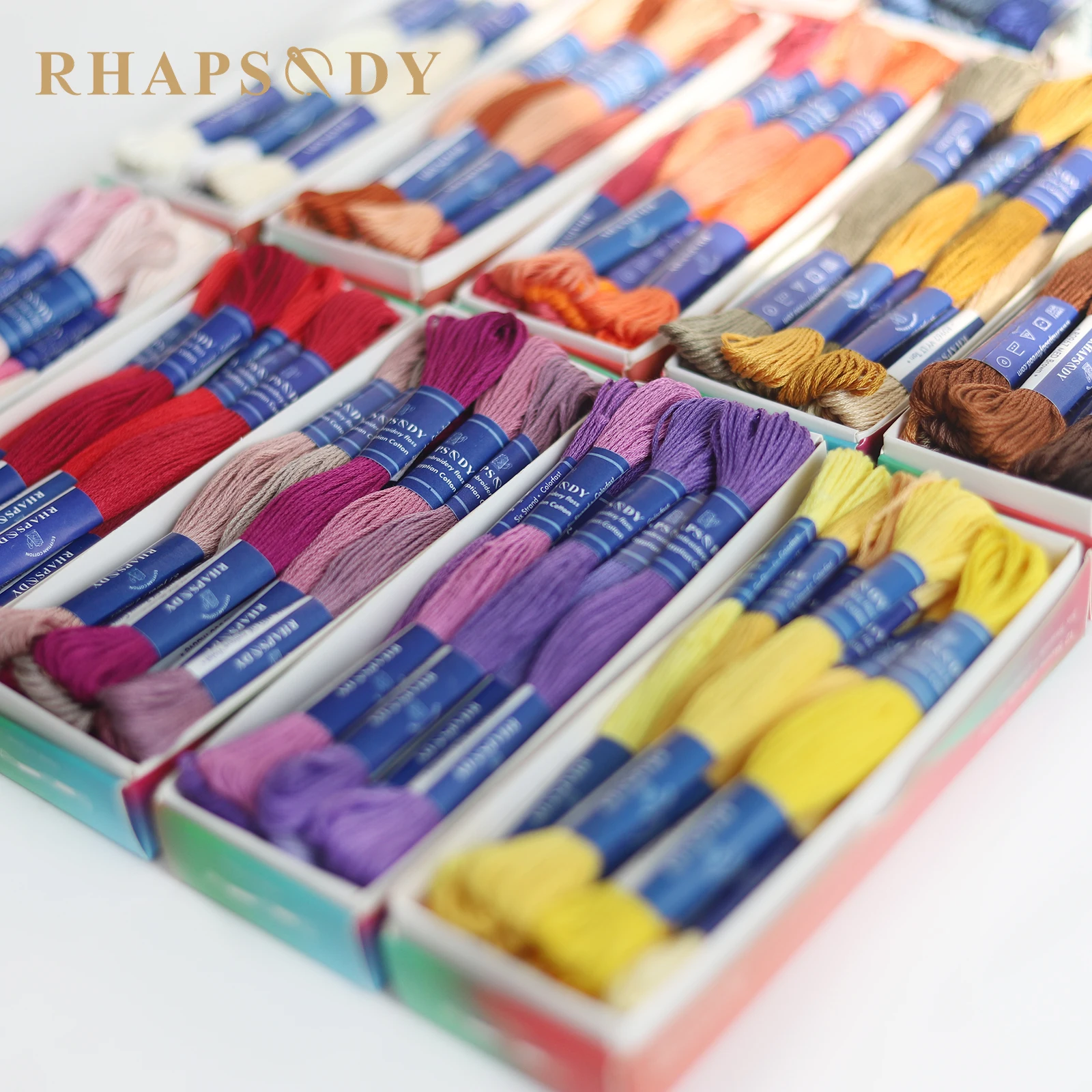 Rhapsody Premium Egyptian Cotton Embroidery Floss Collection - 12 Vibrant Colors, Double Mercerized, 8-Meter Skeins