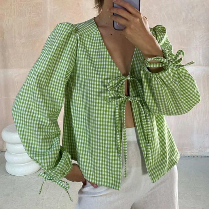 Y2K Note Print Tie Patchwork Long Sleeve  Knit Top