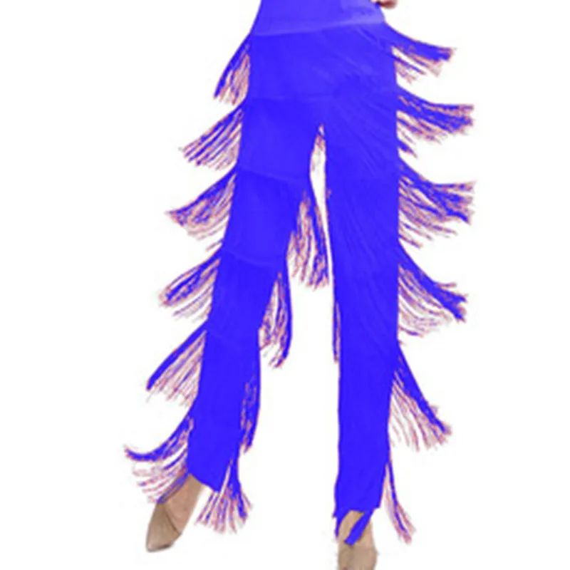 Children Latin Dance Fringed Trousers Girls Modern Ballroom Dancing Long Pants Dancewear Performance Costumes For Kids