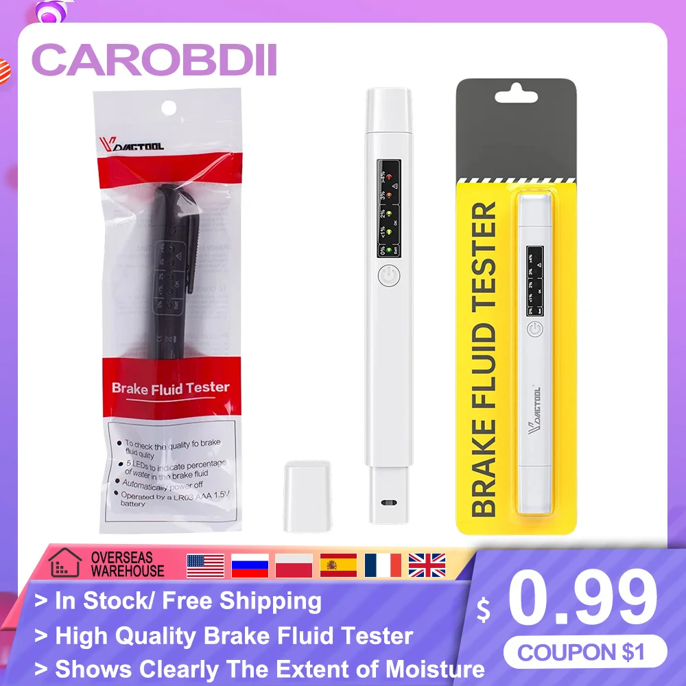 Car Brake Fluid Tester Testing Pen With 5 LED Indicator Display Car