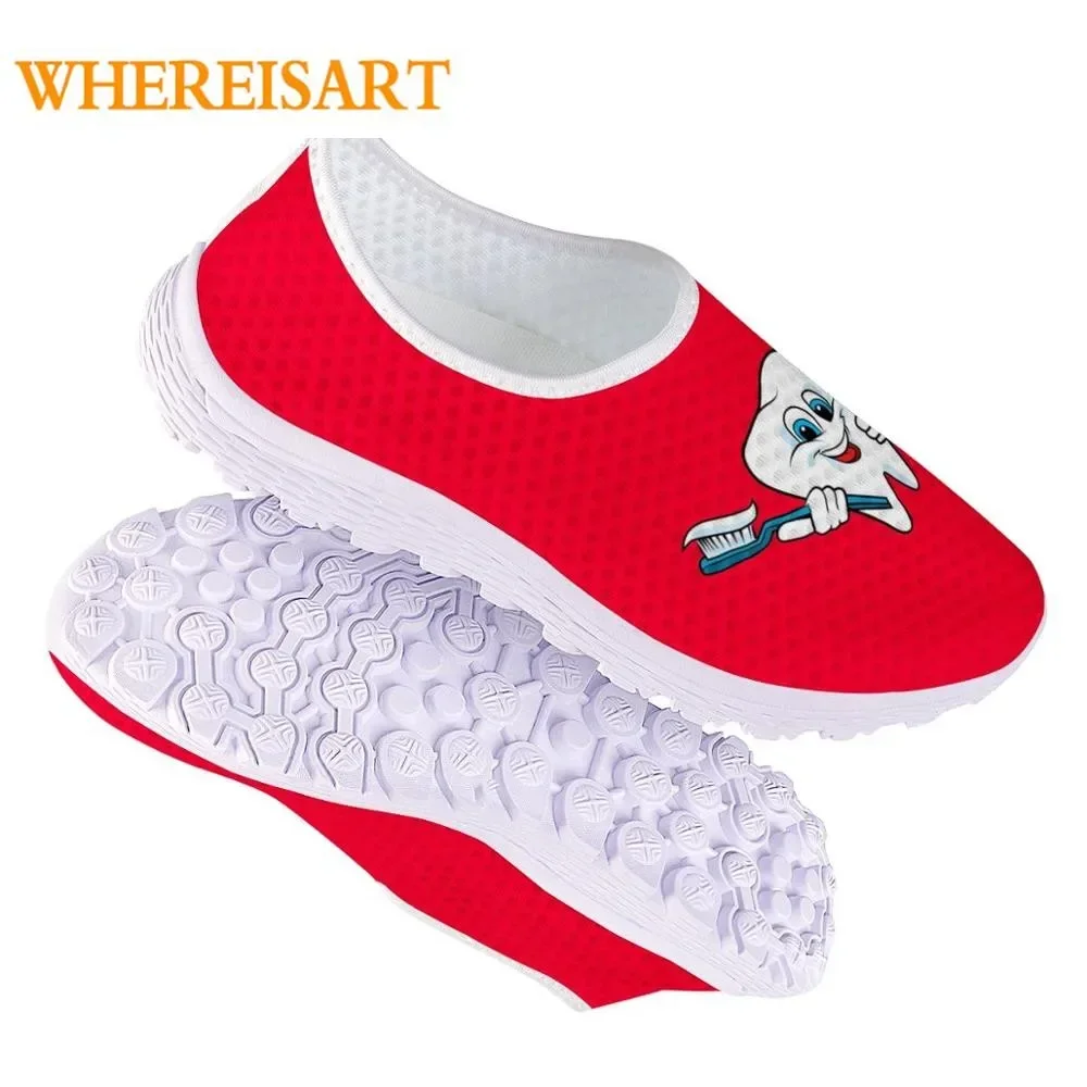 Cute Cartoon Toothbrush Pattern Women Slip On Sneakers Teeth/Dental/Dentist Ladies Shoes Casual Summer Femalel+Shoes