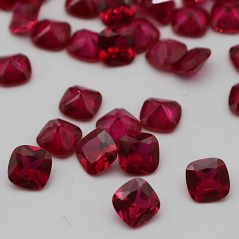 Pretty Ruby Square Cut VVS Bulk Gemstones For Jewelry Making Collection Gifts DIY