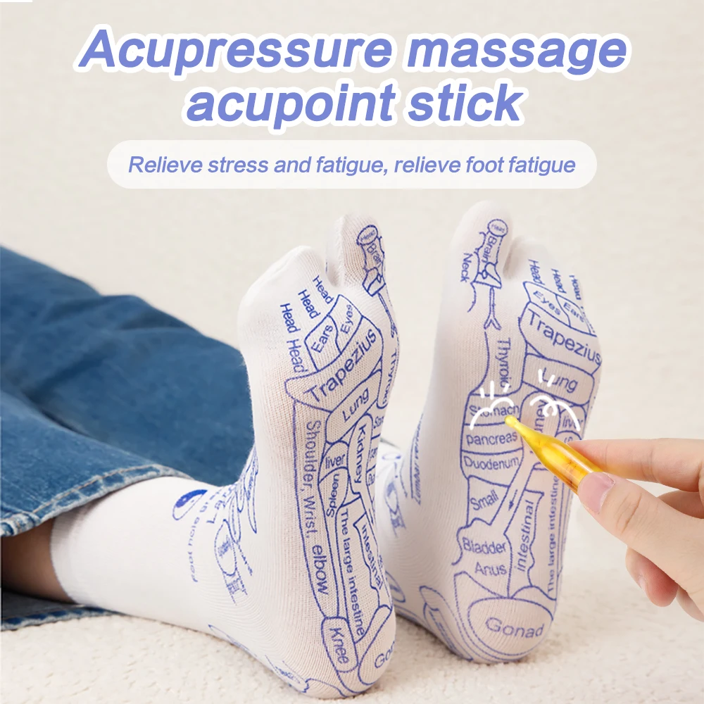 Description Picture 5 of item1Pair Foot Massage Acupressure Socks With Acupressure Point Charts Acupressure Reflexology Socks Massage Sticks Relieve Tired