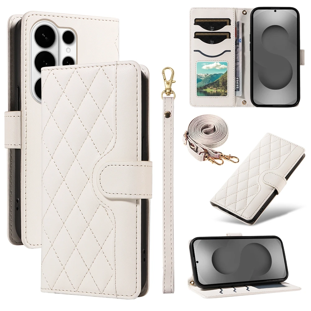 Luxurious Lanyard Leather Wallet Case - Elegant Flip Cover & Phone Purse