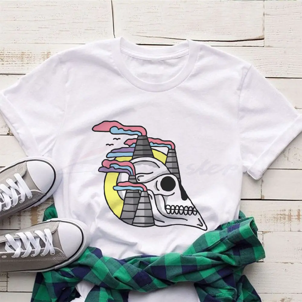 

Fashion Summer Funny 90s Women Tshirts Cartoon Graphic Tee T-Shirt Casual Short Sleeve Skull Butterfly Tops Print T Shirt Lady