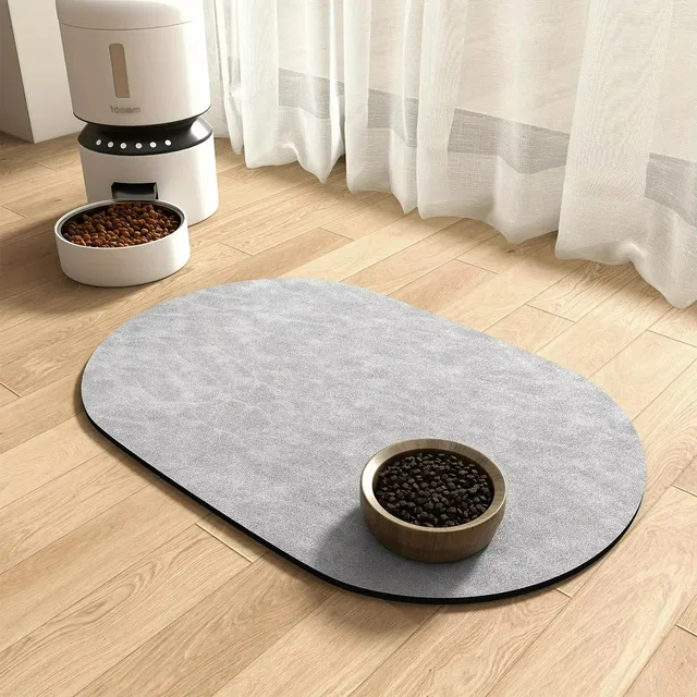 1Pcs Pet Solid Color Oval Mat Absorbent Food Pad Non-Slip Quick-dry Water Fountain Rug For Pet Dog Cat Home Room Supplies 6