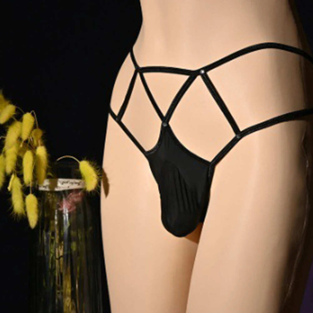 

Men Sexy Ball Pouch Sissy Thong Panties Hollow Out Underpants Breathable Comfy Briefs Erotic Seductive Underwear Lingerie