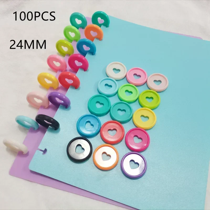 Notebook Plastic Binding Ring Binding Buckle Loose-leaf Mushroom Hole Love Pattern Learning Supplies 100PCS24MM