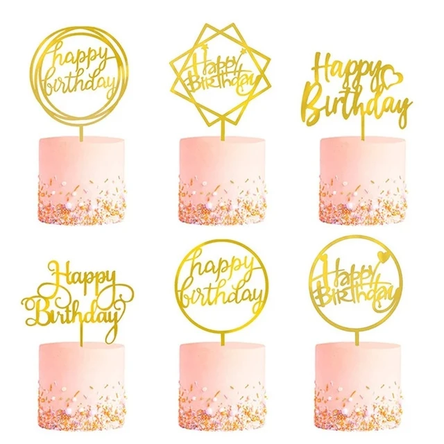 Simple Acrylic Birthday Cake Toppers Gold Kids Happy Birthday Party Cake  Topper Gifts Supplies for Baby Shower Baking Decoration - AliExpress