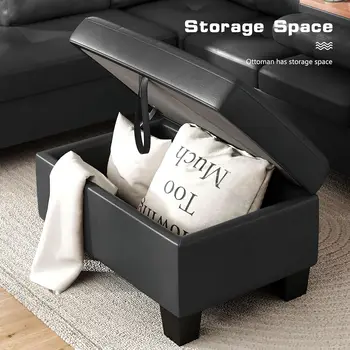 Faux Leather/Linen Fabric Sectional Sofa Couch, Modern L-Shaped Modular Couch Upholstered 3/6 Seaters Living Room Sofa Couch 6