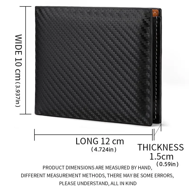 New Carbon Fiber Short Wallet Men's Card Bag Integrated Zipper Change Bag Holder Slim Minimalist Carbon Tri-Fold Wallet 5
