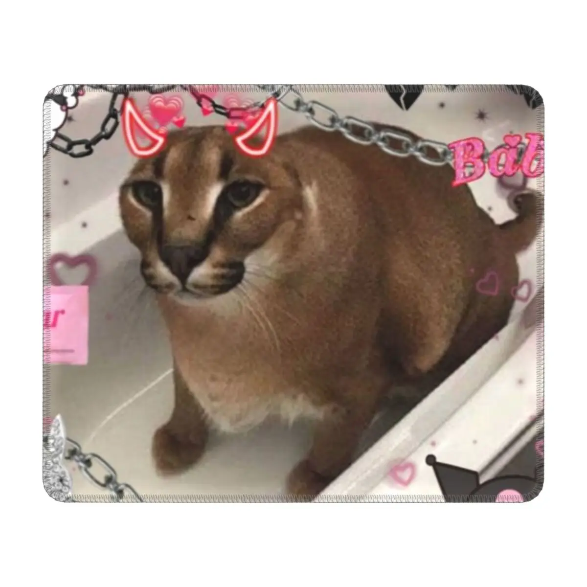 Cat Mouse Meme, Rubber Desktop Mat, Floppa Mouse Pad, Rubber Mouse Pad