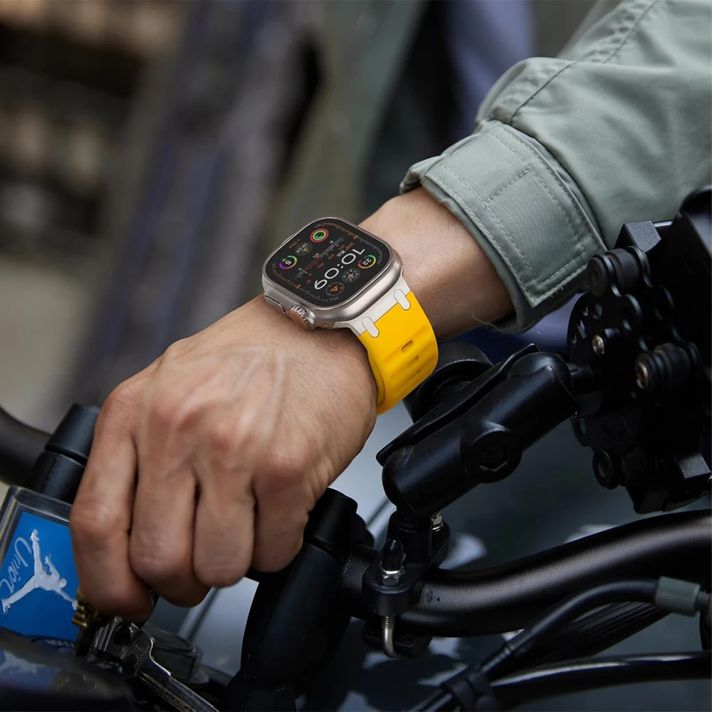 معدن + سيليكون حزام لساعة أبل الترا 2 سلسلة 10 9 8...