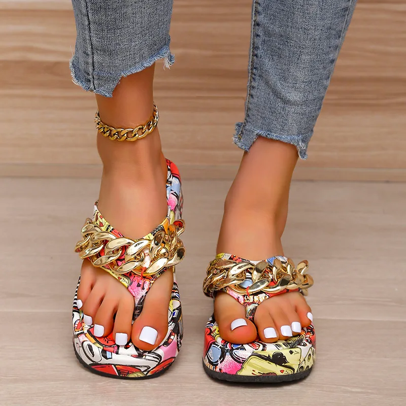 

Sandals for Women Large Size Outdoor Graffiti Clip Toe Flip Flops Ladies Shoes Fashion Platform Casual Beach Slippers 2023