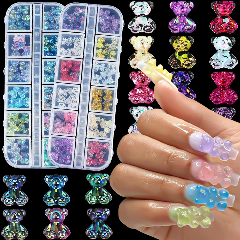 20PCS/Lot Big 3D Bear Nail Charms, Kawaii Neon Candy Gummy Acrylic Resin Bear  Nail Charms Pendants For Nail Art Designs 12*17mm - AliExpress