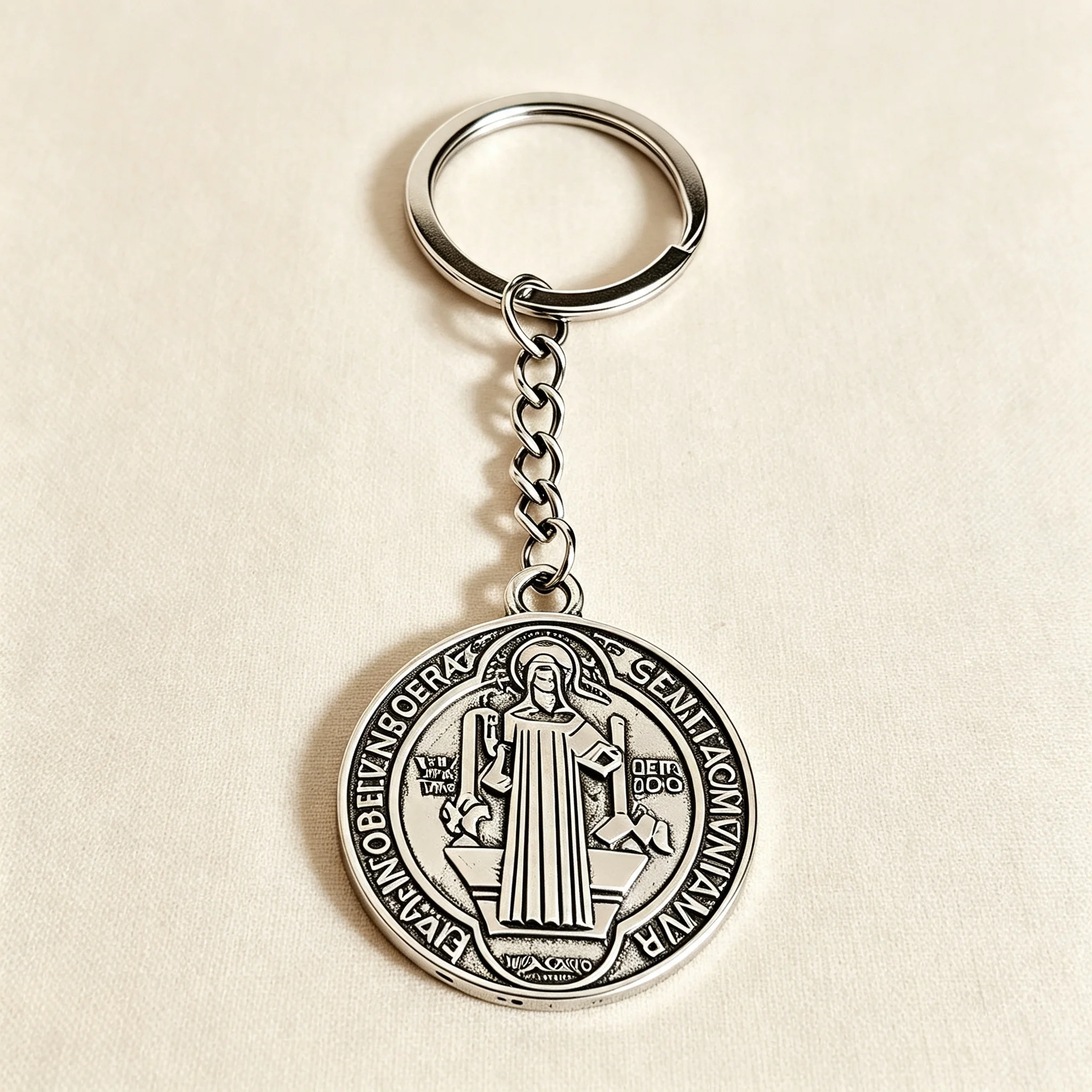St. Benedikt-Medaillen-Schlüsselanhänger, Vintage Gothic Punk Charm für Männer und Frauen, Auto- und Taschenaccessoire, Geschenk