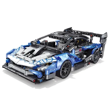 HOT MOC Pull Back Speeds Champions Series Automobils Blue Sports Car Famous Supercar Race Building Blocks Bricks Classic Model