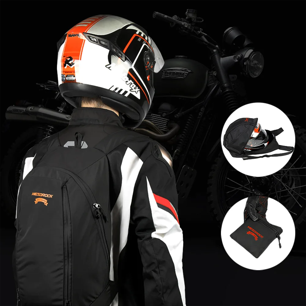 24L Motorcycle Backpack 230T Nylon Waterproof Backpacks Large Capacity Laptop Helmet Storage Bag for Outdoor Sports Riding
