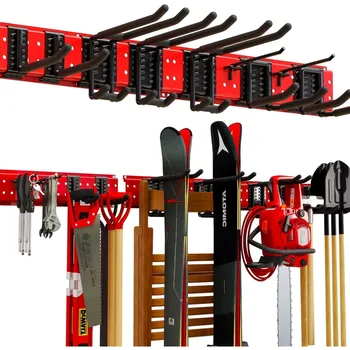 48" Heavy Duty Wall Mount Garden Tool Rack with 9 Hooks 1
