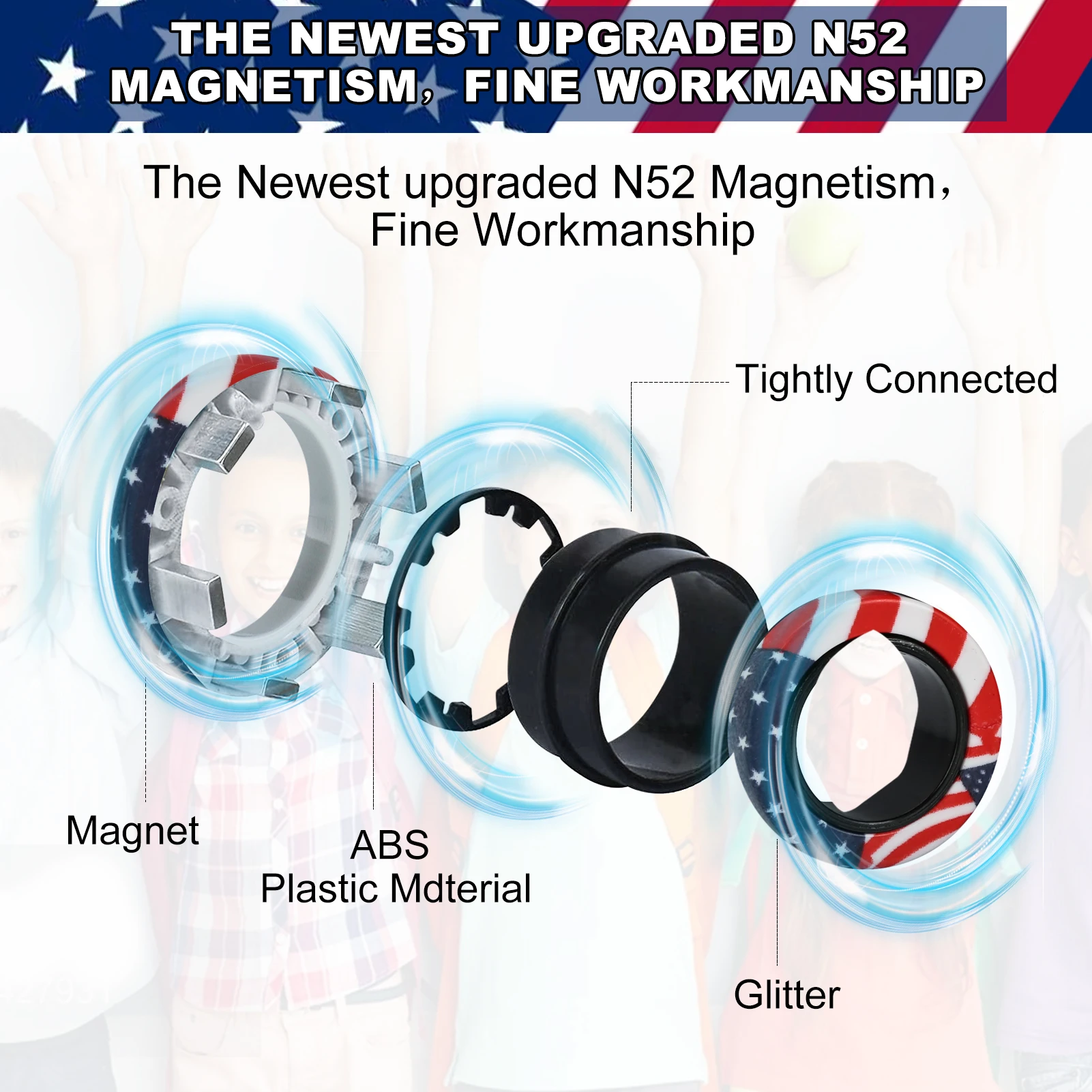 Fidget Spinner Magnetic Ring Toys 3Pcs Fingers Magnet Rings ADHD Stress Relief Magical Toys for Adult Kids Anxiety magic balancing toy