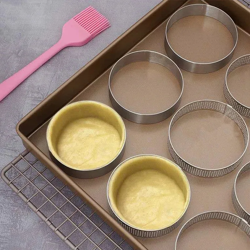 

5-10cm DIY Tart Ring Mold Cake Tools French Dessert Bakeware Cutter Round Shape Decorating Tool Perforated Mousse Circle