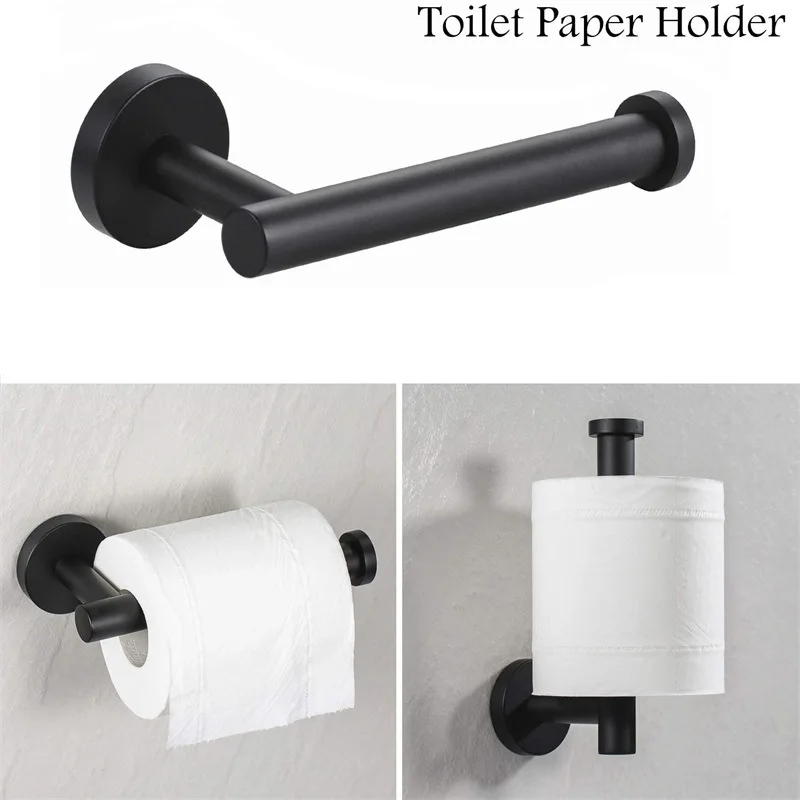 Stainless Steel Bathroom Hardware Set Robe Hook Towel Rail Bar Rack Bar Shelf Tissue Paper Holder Toothbrush Holder Bathroom