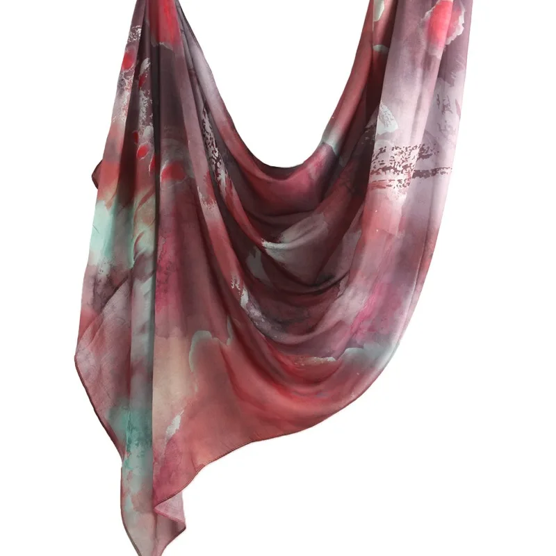 Hot Sale Watercolour Floral Printed Cotton Hijab Scarf Woman Muslim Hijab Shawls Lady Cotton Rayon Viscose Turban Bandana 5