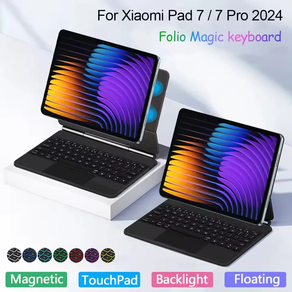 Folio Magic Keyboard For Xiaomi Pad 7 Mi Pad 7 mipad7 Pro 11.2" Case Portuguese Spanish French Korean Arabic Smart Keyboard
