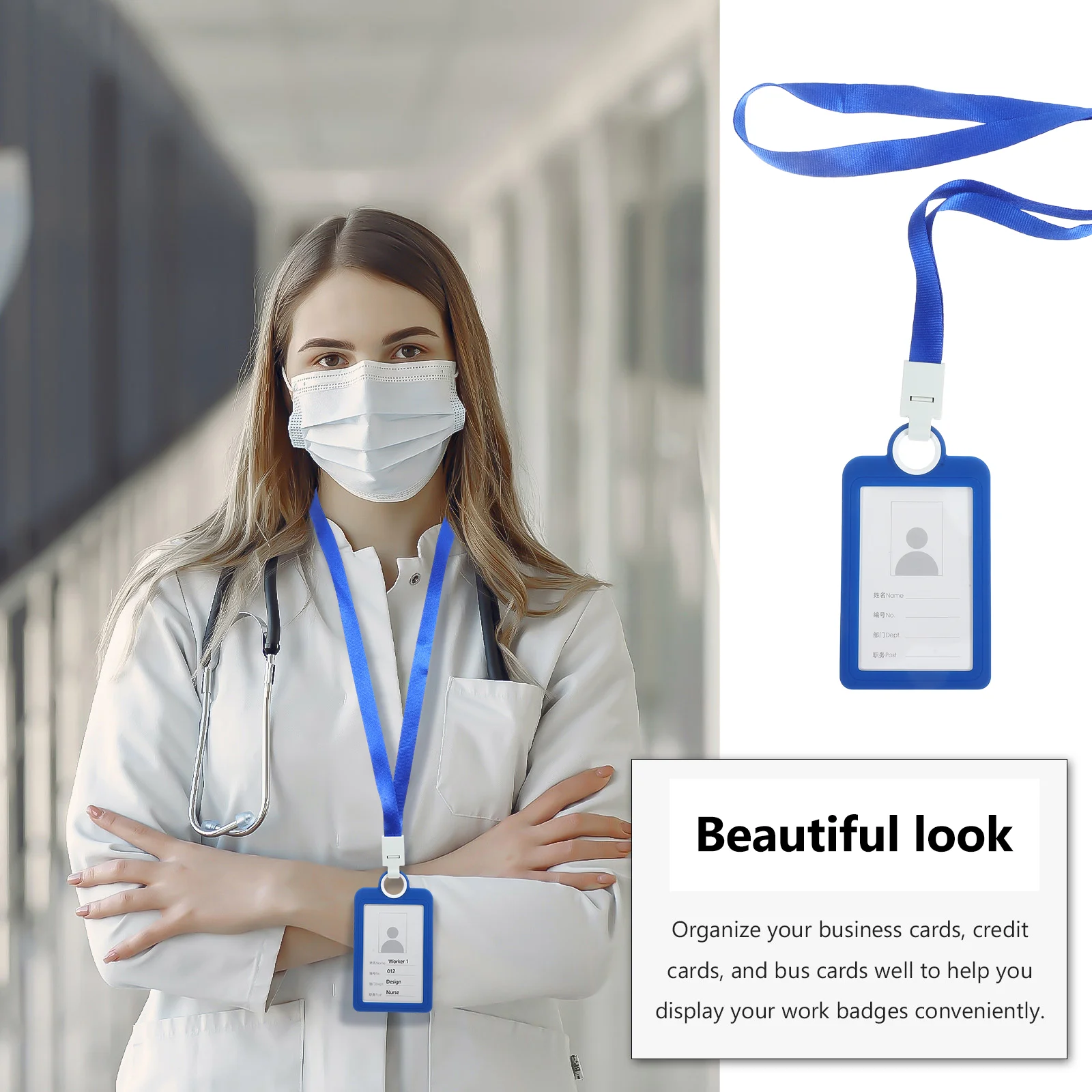 이름 태그 부착 사무용품 랜야드, 비즈니스 슬리브 배지, 실리카 젤 보호, ID 카드홀더