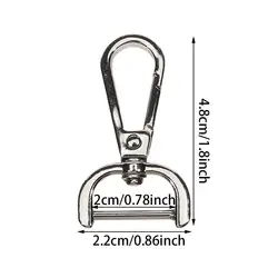 Versatile Detachable Rotating Buckle Keychain with Alloy Lobster Clasp (Silver2cm)
