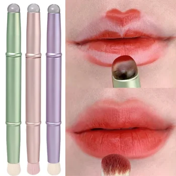 Double Head Silicone Lip Brush Cover Angled Concealer Brush Professional Fingertips Soft Lipstick Round Head Makeup Brushes Tool 1