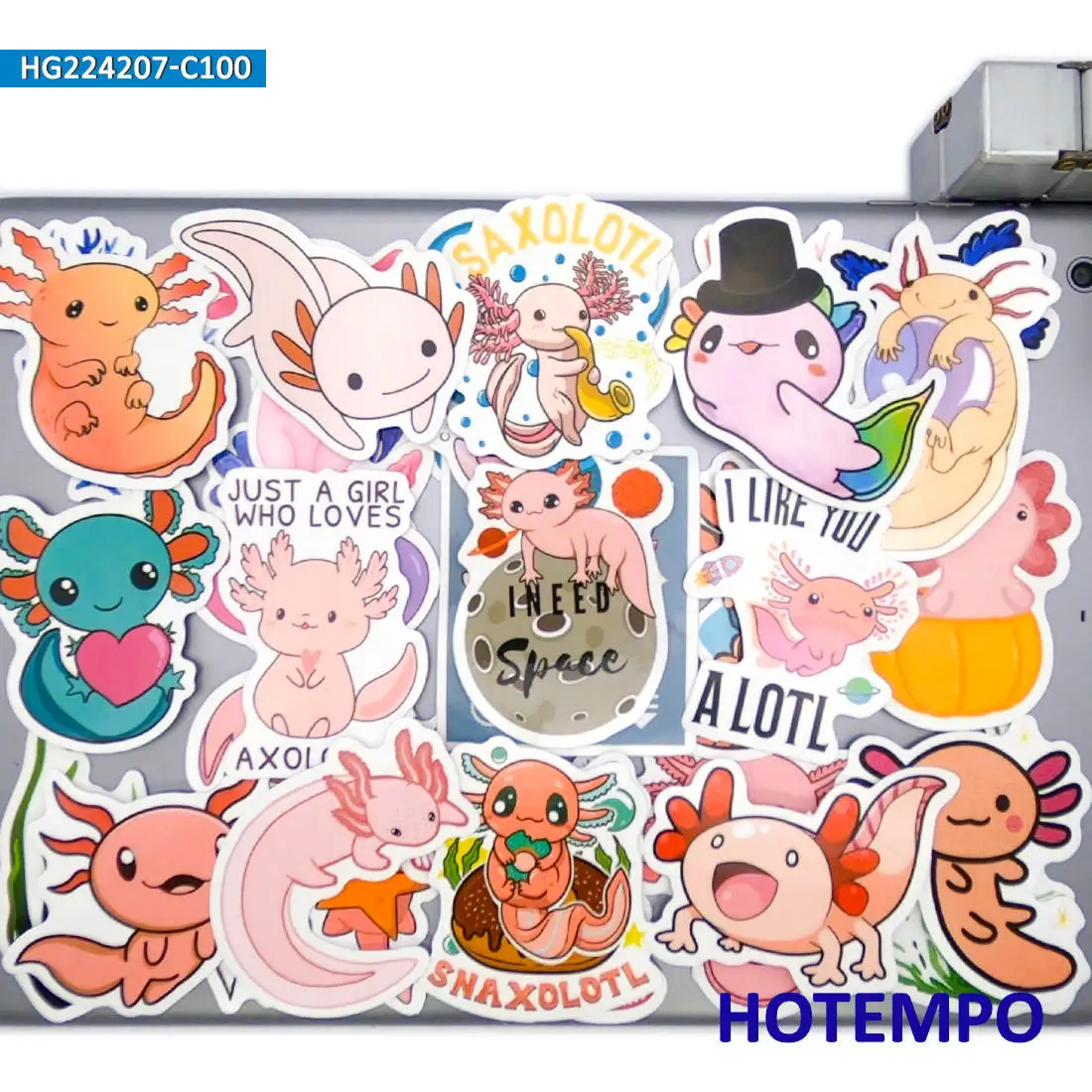 50/100 Stück, lustige Axolotl Aufkleber, Niedliches Cartoon-Muster, Tieraufkleber, für Sammelalbum, Notizbuch, Fahrrad, Auto, Laptop, Telefon, Gepäck, Skateboard, Gitarre, Aufkleber Spielzeug – Detail 11