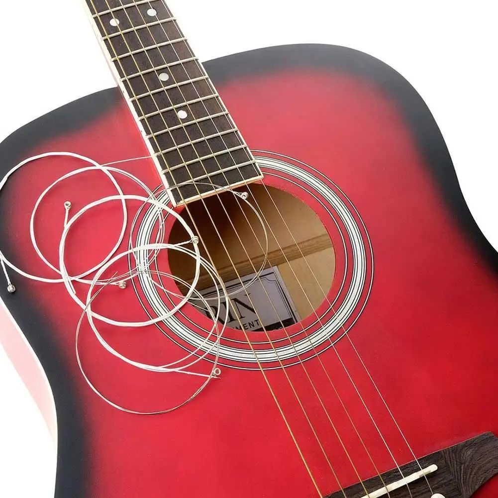 6pcs/set Universal Acoustic Guitar String Folk Guitar Hexagonal Steel