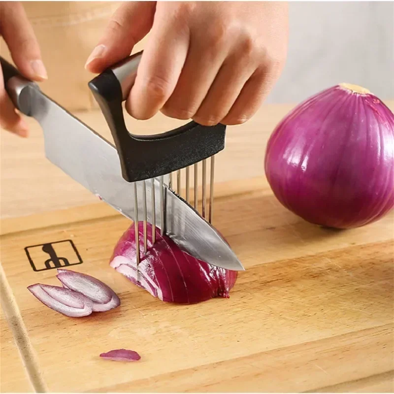 2 Coupe-oignons En Acier Inoxydable Noir - Ustensile De Cuisine Multi-usage Pour Couper Oignons, Tomates, Légumes Et Fruits Sans Pleurer !