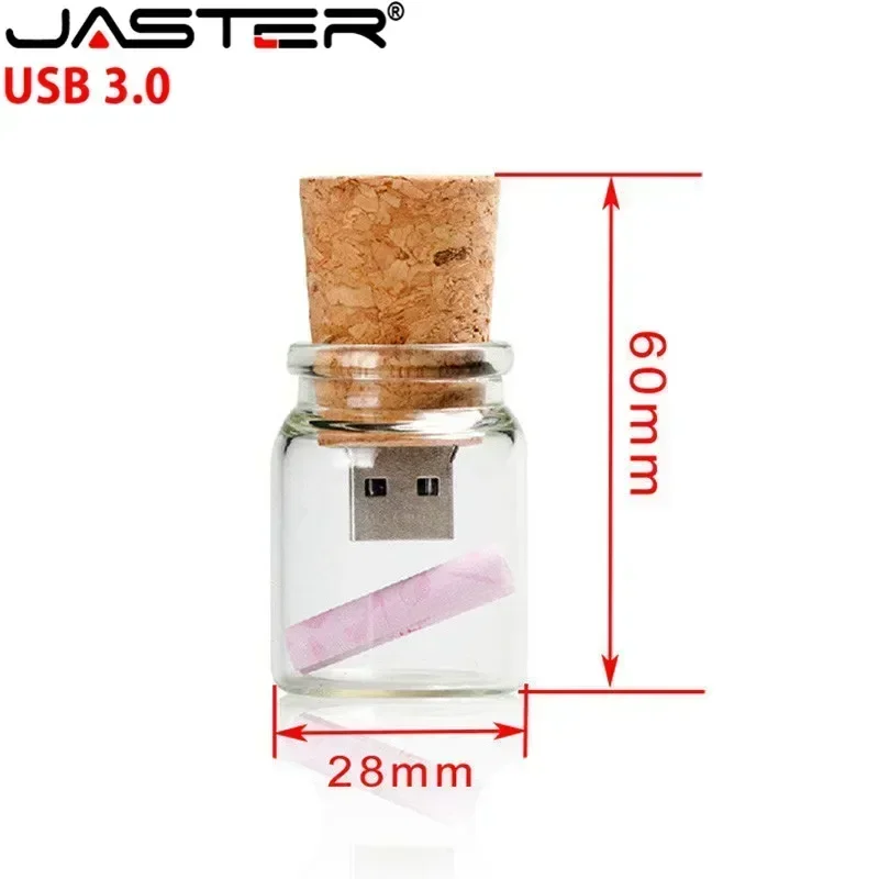 Pen Drive Usb 3.0 Garrafa de Vidro com Logo Pen Drive 4g 8g 16gb 32gb 64gb 128g de Alta Velocidade para Fotografia Presente Disco em u - Imagem 6