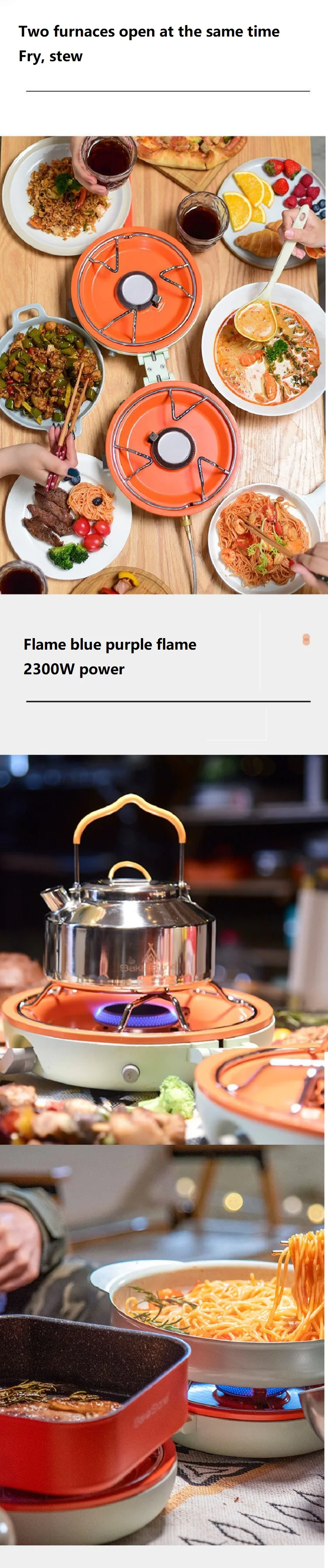 Portable and Multifunctional Double Combustion Gas Stove, Outdoor Camping Supplies, Nature Hike Bushcraft Picnic Equipment插图1