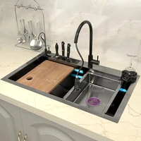 Sink Stainless Steel Kitchen Apartment Large Single Slot With Knife Holder Multifunction Wash Basin For Kitchen 1