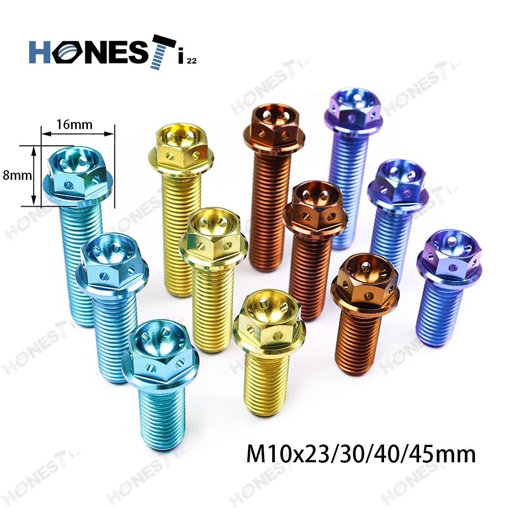 HONESTI22 Gr5 Titanium Bolt Flange Drill Bolts M10x23/30/40/45/60mm 1